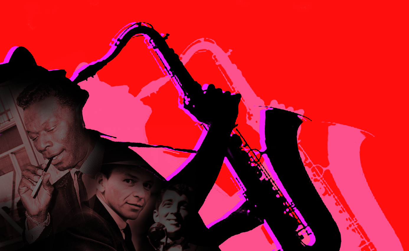 Images de saxophone sur fond de crooner des années 50